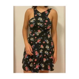 floral print dress• cross straps
